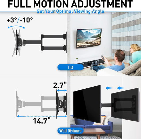 MOUNTUP Full Motion TV Monitor Wall Mount TV Bracket Swivels Tilts for Most 14-42 Inch LED LCD Flat Screen TVs/Monitors, Corner TV Mount with Articulating Arms, Max VESA 200x200mm up to 33lbs, MU0029